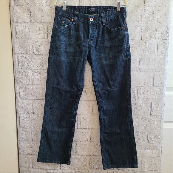Men's Guess Dark Wash Falcon Slim Boot Cut Jeans SZ 30 X 32